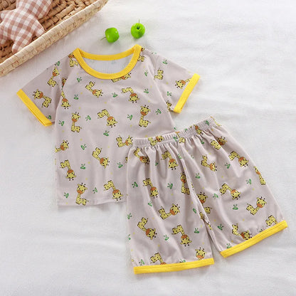 Toddler Short Sleeve Cartoon Pajamas Set Kids Summer