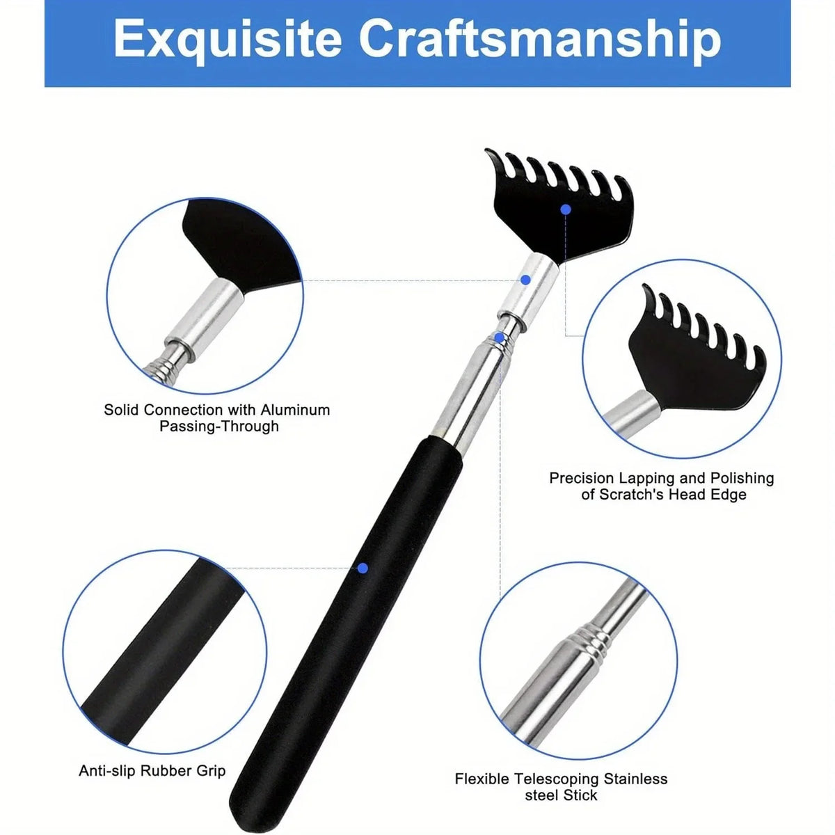 Telescoping Metal Back Scratcher Extendable Hand Massager