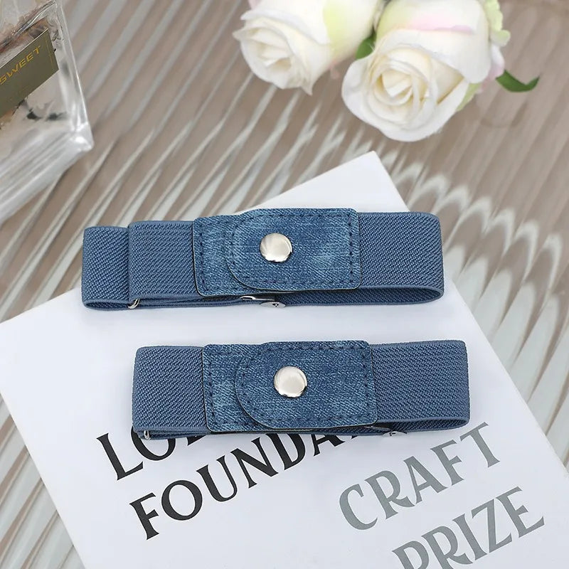 2pcs Set Stylish Minimalist Buckle-Free Belts Elastic Casual Belt Versatile for Everyday Use Adjustable Unisex Invisible Belts