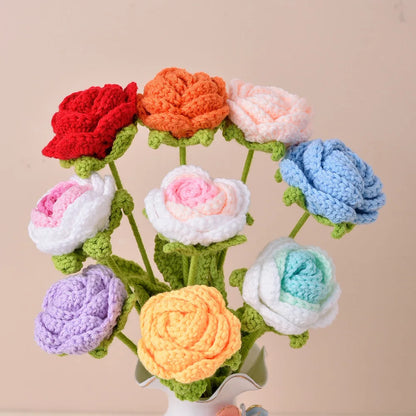 Knitting Flower Rose Tulips Daisy Bouquet Crochet Floral