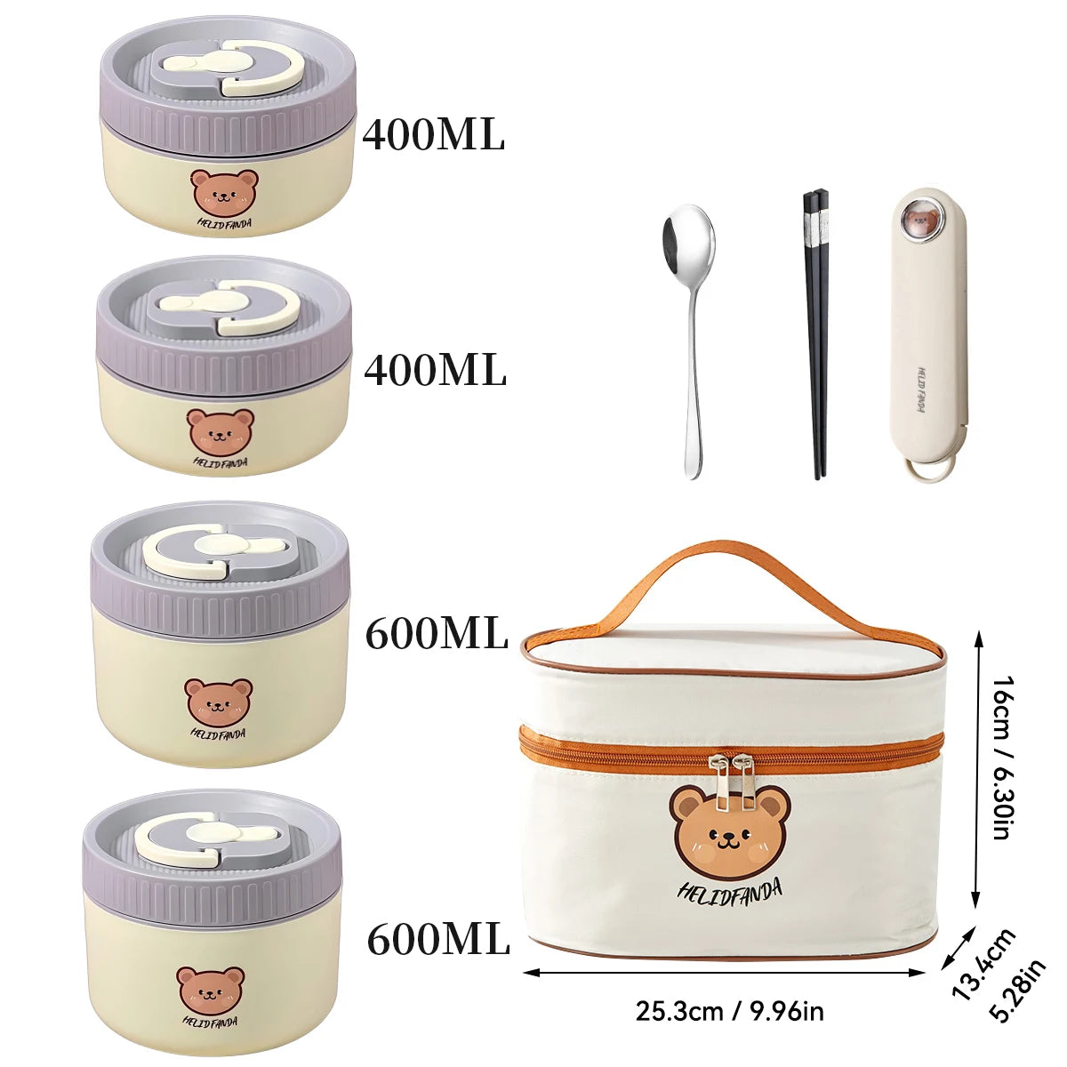 Large Capacity Stainless Steel Thermal Bento Box Cute Insulated Container