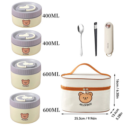Large Capacity Stainless Steel Thermal Bento Box Cute Insulated Container