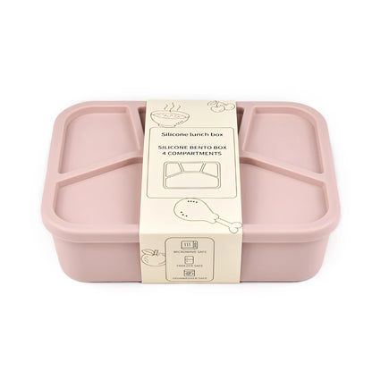 Silicone Bento Box,FourCompartments,Reusable Silicone Lunch Box,Thickened and Leak-Proof Food-Grade Divided Lunch back to school