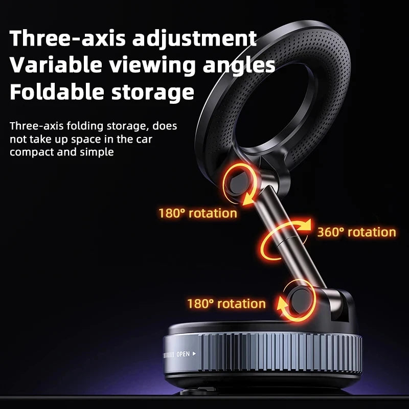 Rotating Magnetic Phone Holder Vacuum Suction GPS Stand