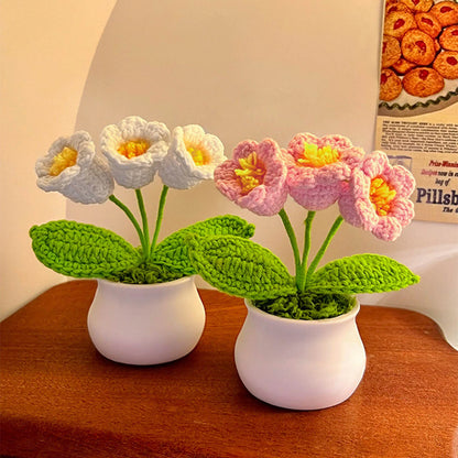 Crochet Sunflower Car Decor Hand Knitted Potted Flower