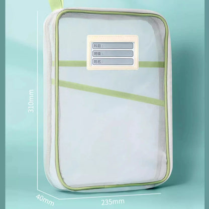 A4 Stationery Storage Bag Double-layer Mesh Zipper Bag Large Capacity Organizer Folders School Office Supplies Stationary Bag