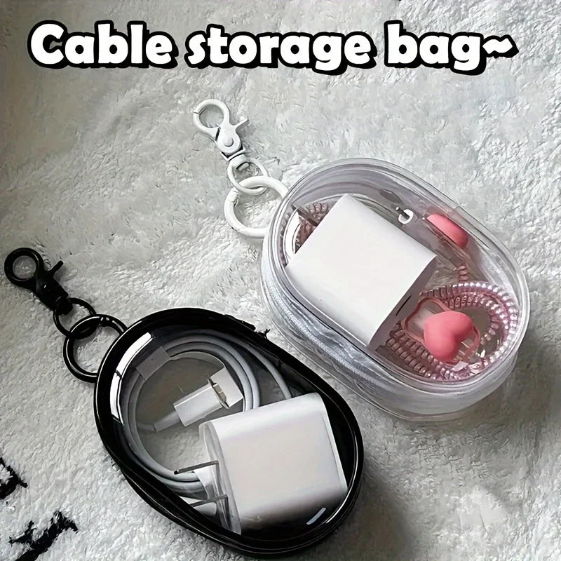 Mini Clear Zipper Storage Bag Earphone Organizer