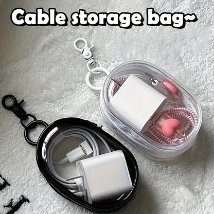 Mini Clear Zipper Storage Bag Earphone Organizer