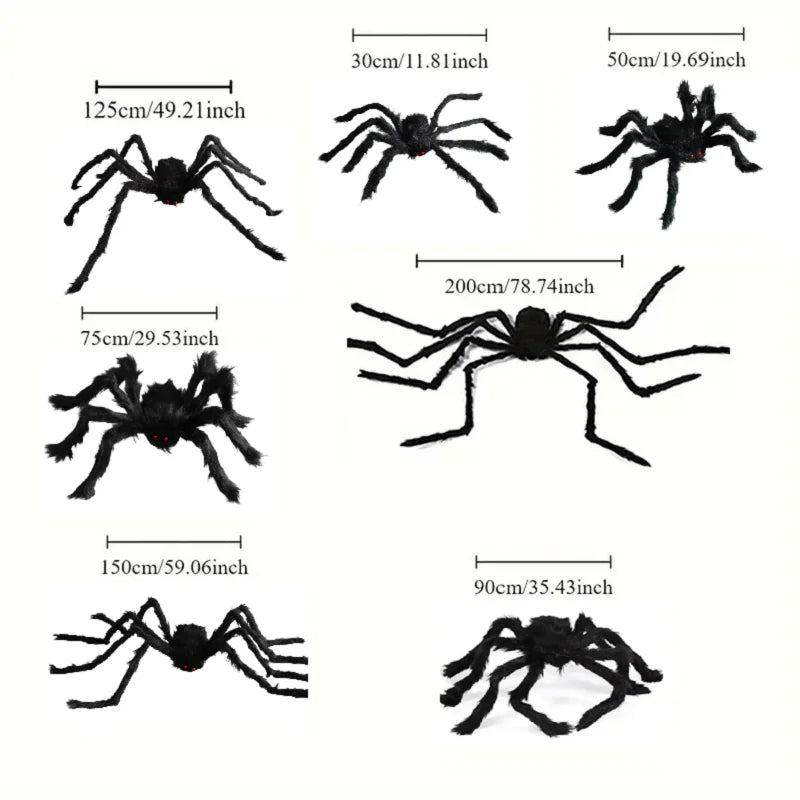 Halloween Giant Plush Spider Black Outdoor Decor Prop