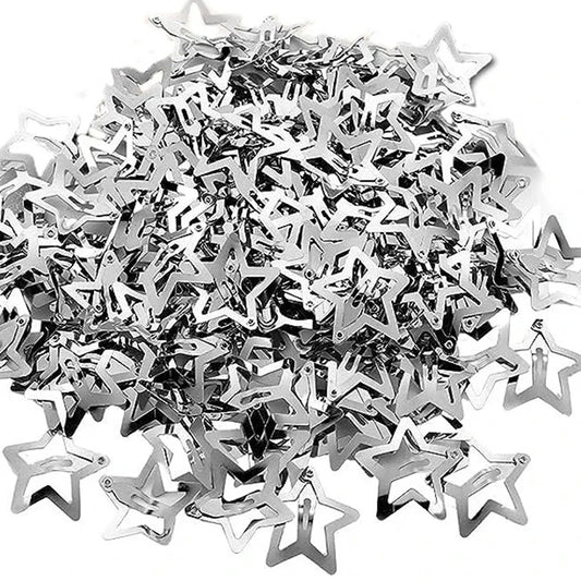 Y2K Silver Star Hair Clips Metal Snap Hairpins