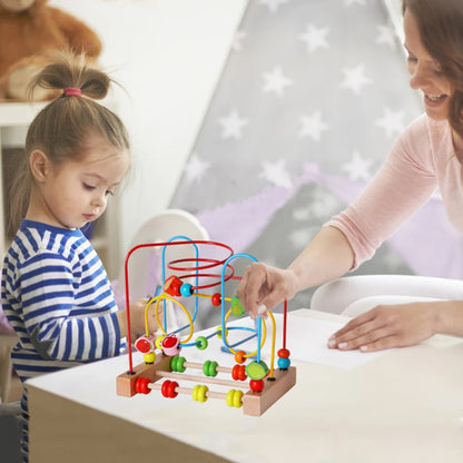 Wooden Bead Maze Roller Coaster Toddler Abacus Toy
