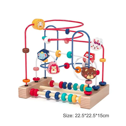 Wooden Bead Maze Roller Coaster Toddler Abacus Toy