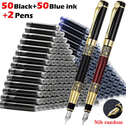 Retro Metal Fountain Pen Replaceable Ink Office Writing Set