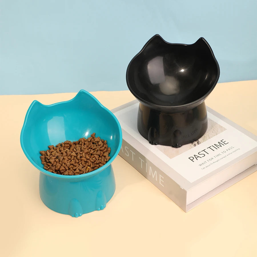 Elevated Cat Bowl Anti Tip Plastic Raised Pet Feeding