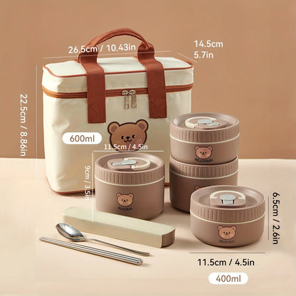 Large Capacity Stainless Steel Thermal Bento Box Cute Insulated Container