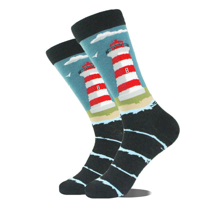 Novelty Dinosaur Crew Skateboard Socks Funny Men