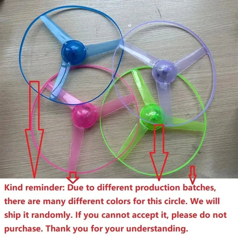 LED Flying Disc Propeller Toy Pull String Luminous UFO