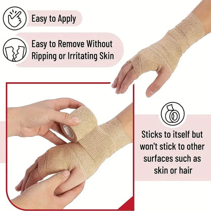 10/1Rolls Medical Adhesive Bandage Elastic Breathable Sports Self Adhesive Tape Beige Wrap Finger Tape For Wrist Ankle First Aid