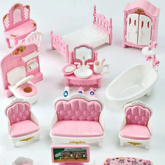 Miniature Dollhouse Kitchen Accessories Set Pink Toys 1:24