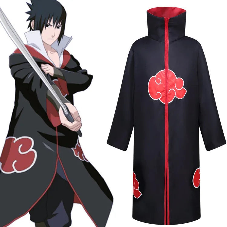 Anime Ninja Cosplay Costume Uchiha Itachi Red Cloud Cloak Robe Cloak Headband Props Halloween Clothes