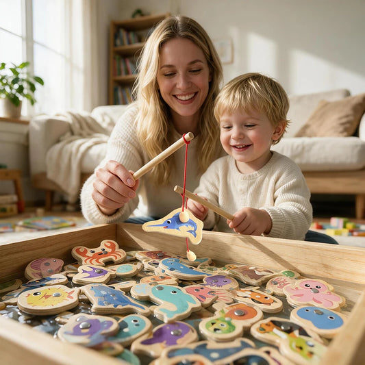Wooden Magnetic Fishing Game Marine Cognition Toy