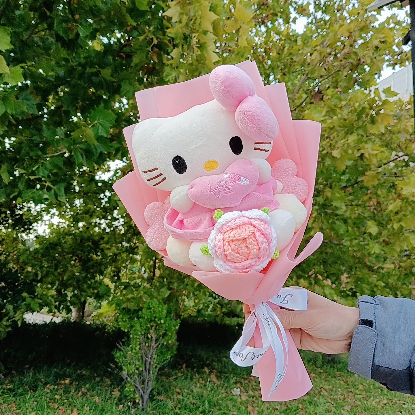Cartoon Plush Flower Bouquet Artificial Rose Doll Gift