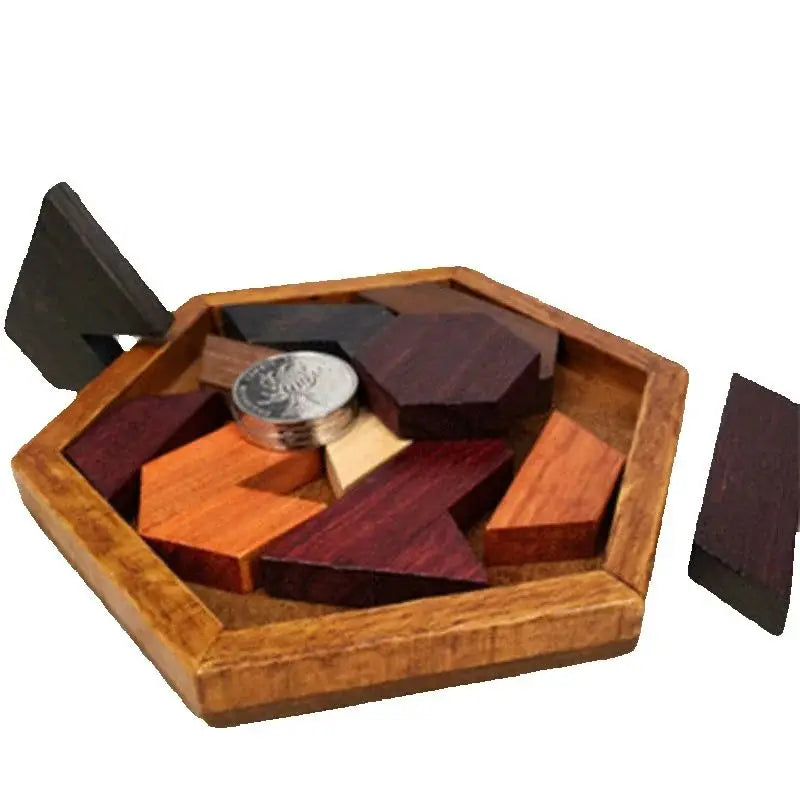 Wooden Geometric Shape Jigsaw Board Kids Brain Teaser Puzzle