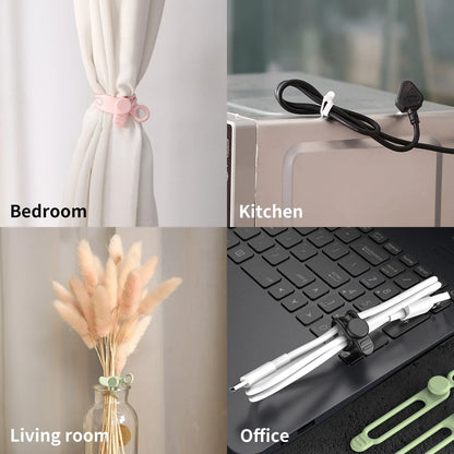 Silicone Cable Ties Reusable Cord Organizer Elastic Wire Straps