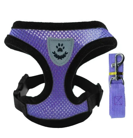 Adjustable Mesh Pet Harness with Leash Small Dogs