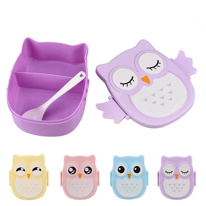 Owl Shaped Kids Bento Lunch Box Compartment School Food Container 1050ml