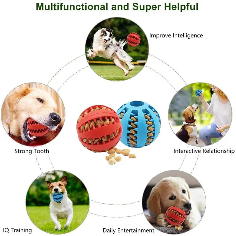 Dog Treat Feeder Ball Rubber Chew Tooth Cleaning Toy