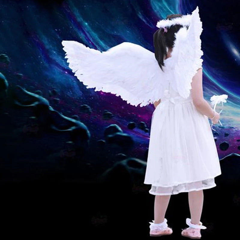 White Angel Feather Wings Cosplay Costume Accessory Set