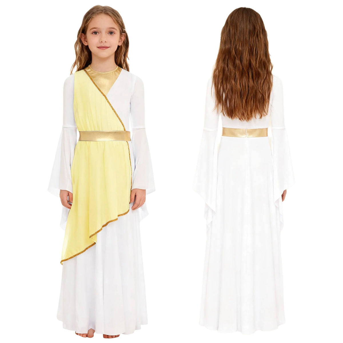 Girls Halloween Carnival Ancient Greek Roman Athena Goddesses Princess Queen Costume Greece Beauty Toga Worship Choir Dress Robe