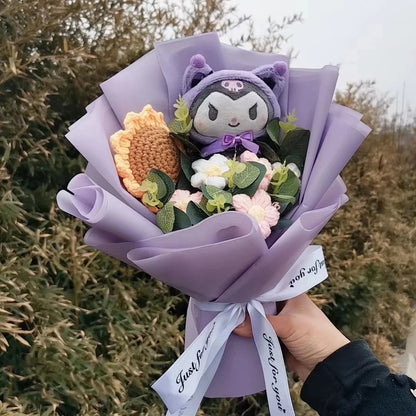 Cartoon Plush Flower Bouquet Artificial Rose Doll Gift