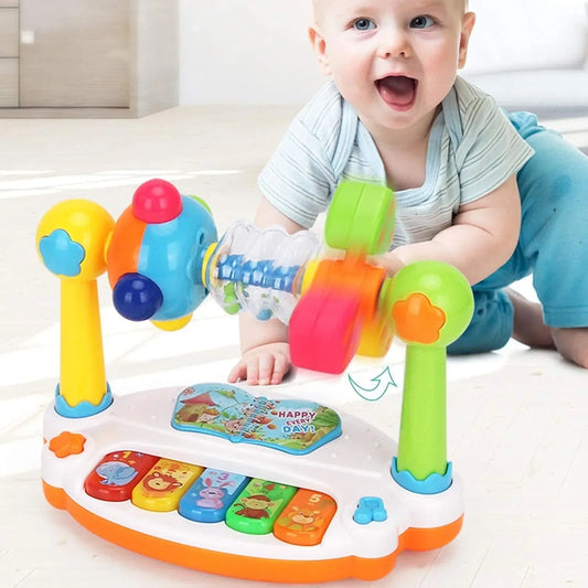 Baby Rotating Piano Keyboard Toy Musical Light Instrument
