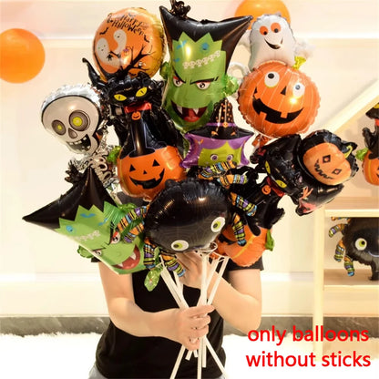 10/30/50pcs Mini Halloween Element Death Bat Pumpkin Aluminum Coil Balloons Random Style Halloween Party Decoration Globos