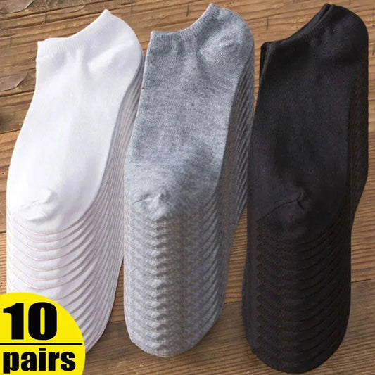 Unisex Ankle Socks Solid Color Cotton Running 10 Pack