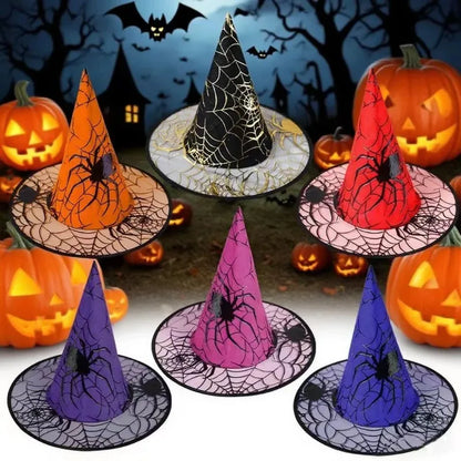 Witch Hat Halloween Decoration Supplies Witch Hat Children Adult Prom Party Dress Up Mesh Wizard Magics Hat for Party