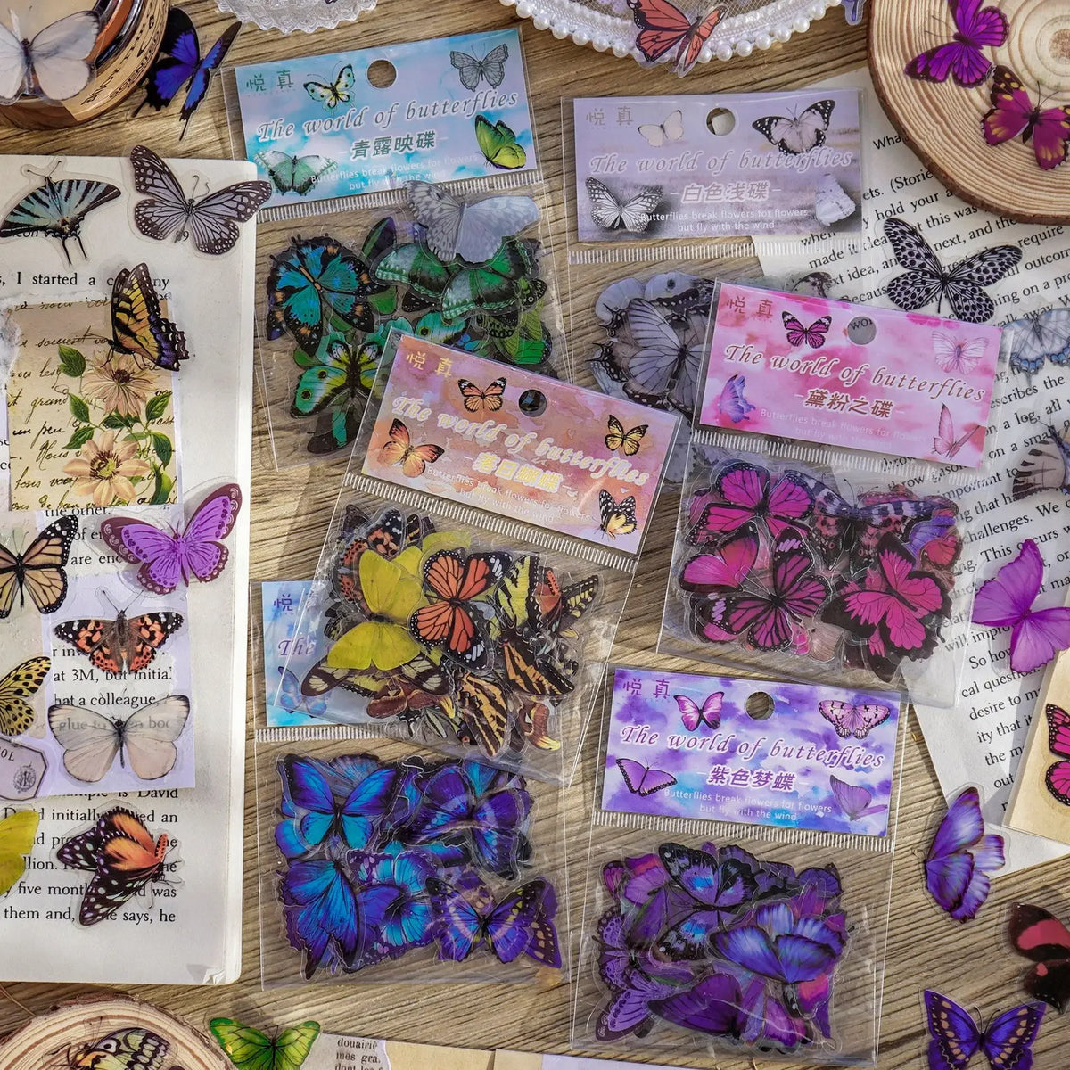 Waterproof Butterfly Stickers Aesthetic PET Scrapbooking Decals