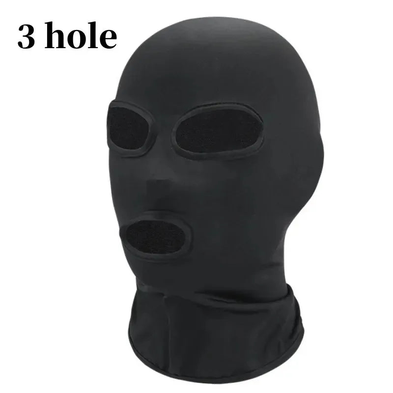 Black Full Face No Hole Cover Hat Women Men   Cs Balaclava Cap Sun Uv Protection Bike Motorcycle Multi-Hole Ski Mask
