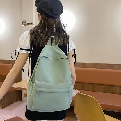 Simple Solid Color Lightweight Backpack Multifunctional Casual Bag for High School Students Perfect for School Travel Daily Use
