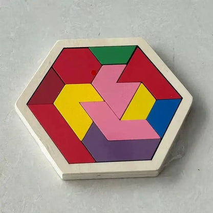 Wooden Geometric Shape Jigsaw Board Kids Brain Teaser Puzzle