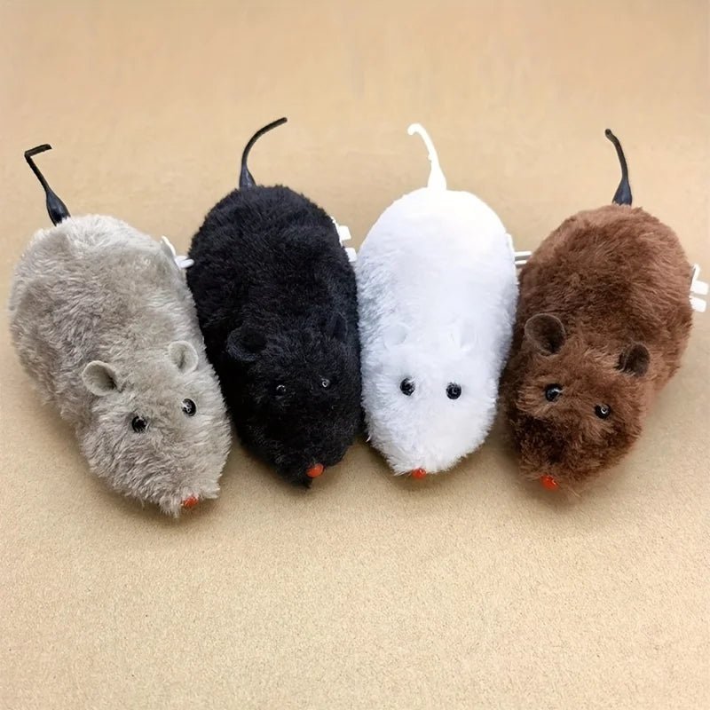 Wind Up Plush Mouse Toy Mechanical Moving Cat Teaser