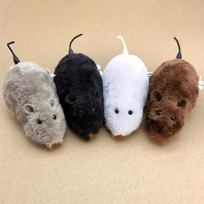 Wind Up Plush Mouse Toy Mechanical Moving Cat Teaser