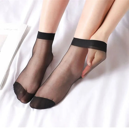 Transparent Summer Socks Ultrathin Women Elastic Crystal