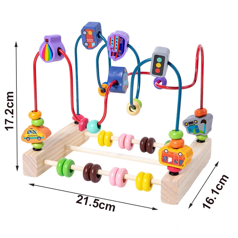 Wooden Bead Maze Roller Coaster Toddler Abacus Toy
