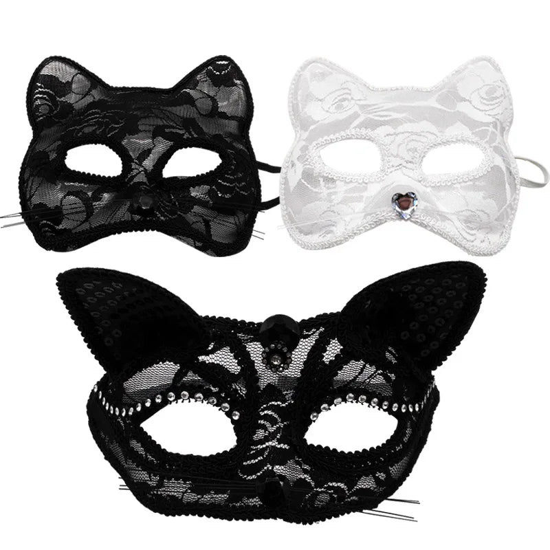 Sexy Lace Cat Masquerade Mask Women Halloween Party Prop