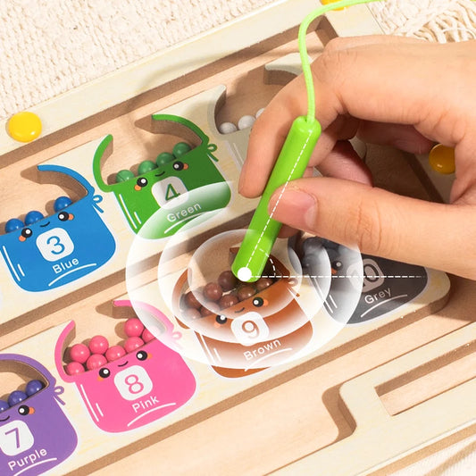 Wooden Magnetic Color Sorting Maze Board Sensory Math Toy