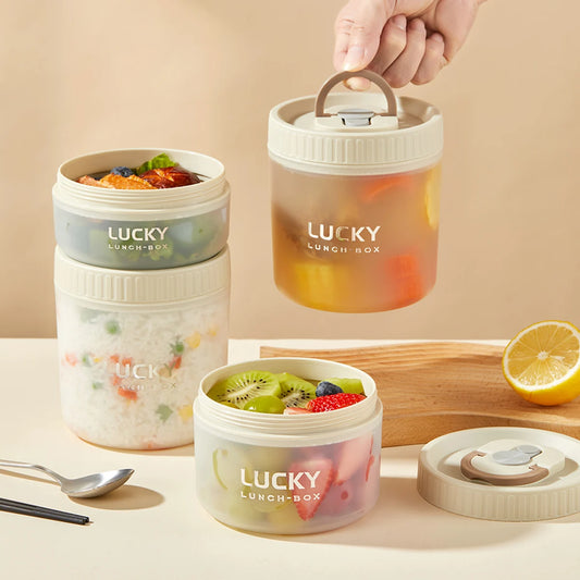 WORTHBUY Transparent Plastic Lunch Box With Handle Microwave Safe Leak-proof Bento Box Portable Food Container For Student Kids