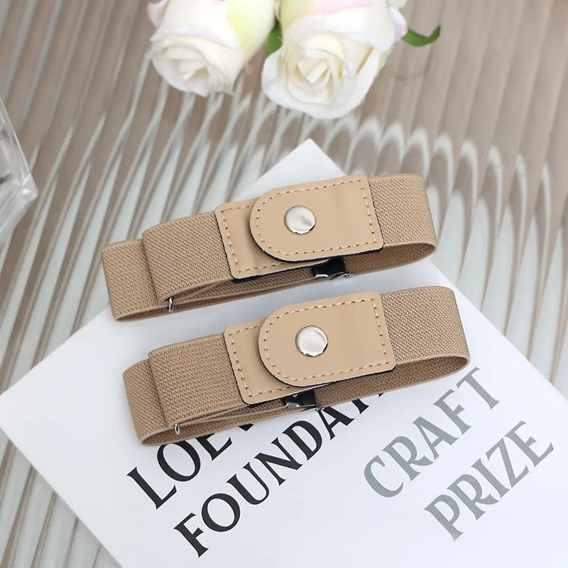 2pcs Set Stylish Minimalist Buckle-Free Belts Elastic Casual Belt Versatile for Everyday Use Adjustable Unisex Invisible Belts